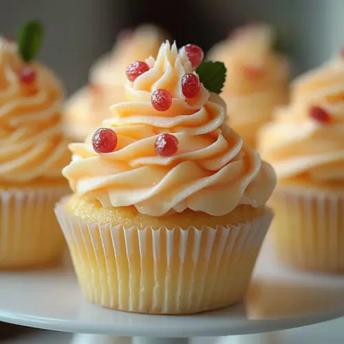Sweet Peach Bellini Cupcakes