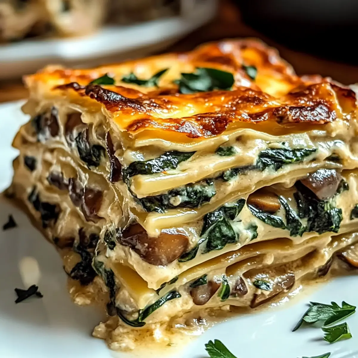 Creamy Spinach Mushroom Lasagna