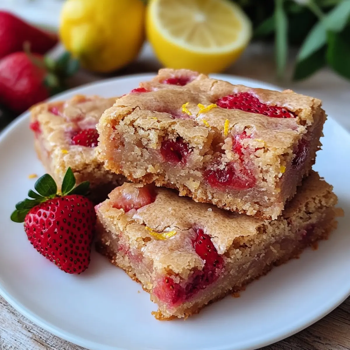 Easy Moist Lemon Strawberry Blondies